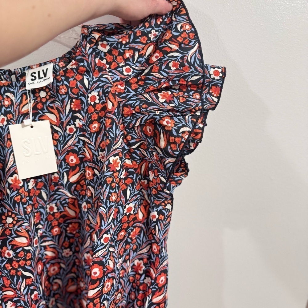 NWT Sur La Vague Floral Ruffle Short Sleeve Top Size Small/Medium - Picture 5 of 7